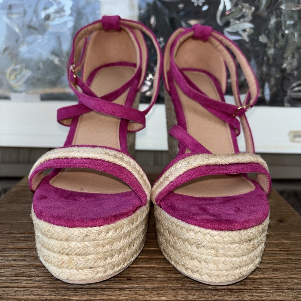 Espadrille Rope Wedge Hot Pink  Slingback Strappy  Dress Shoes Size 41/ 9.5 US